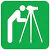 Green icon featuring surveyor